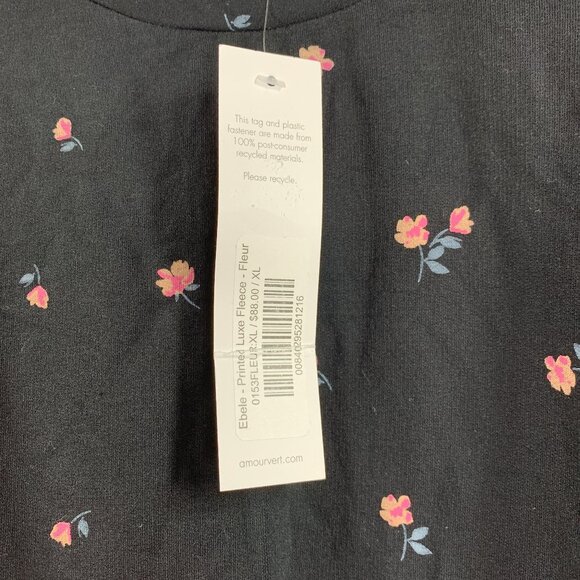Amour Vert Ebele Floral Printed Luxe Fleece Sweatshirt Top Black Size XL NWT - Picture 6 of 8